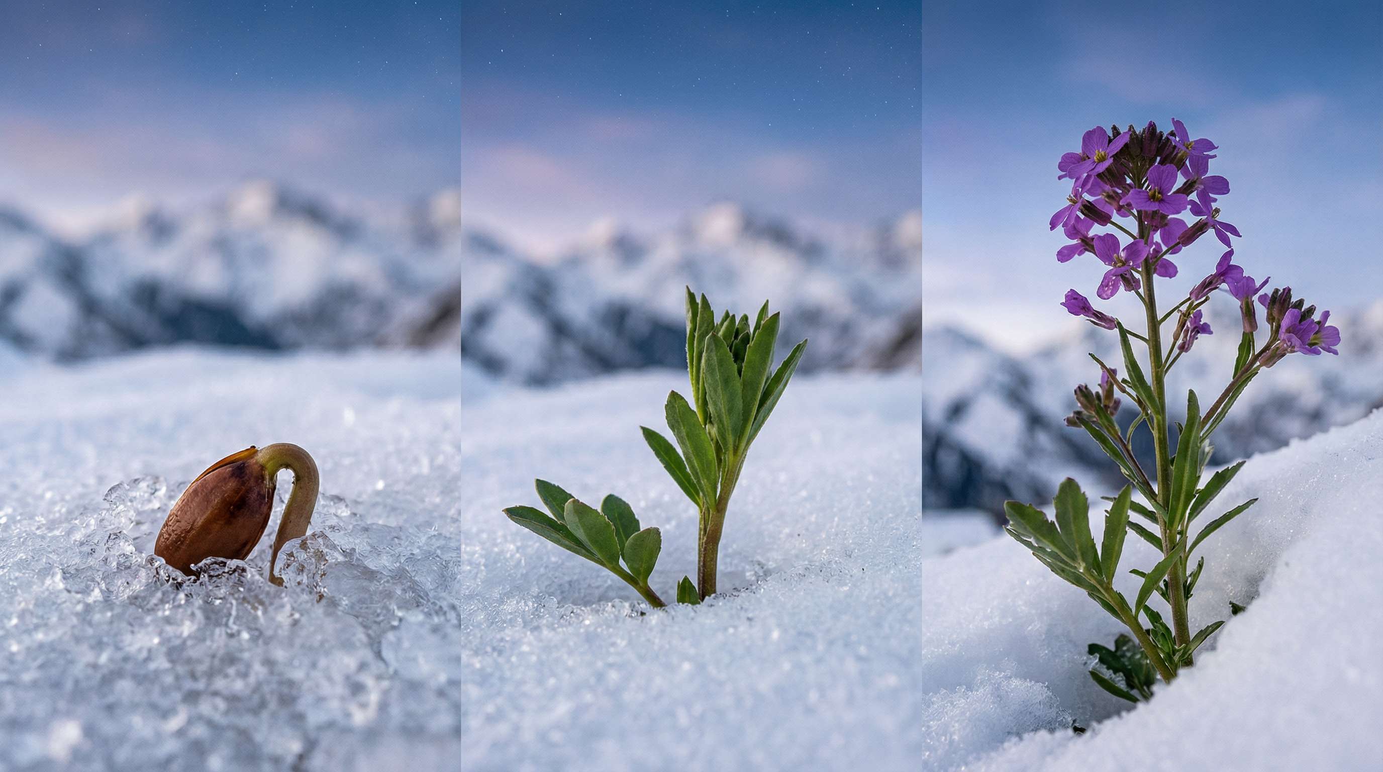 同人动漫植物破雪而出延时视频